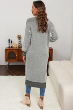 Load image into Gallery viewer, Gray Textured Knit Pocketed Duster Cardigan
