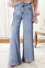 Load image into Gallery viewer, Beau Blue High Waist Button Zip Fly Bell Bottom Jeans

