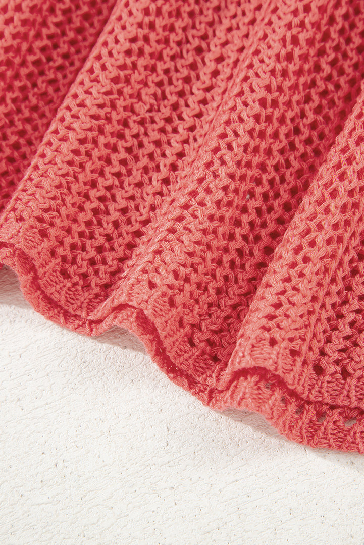Coral Crochet Hollow-out Jumper Top Sweater