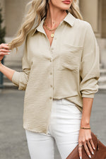 Load image into Gallery viewer, Beige Pure Color Patch Pocket Shirt - Fashion Queen -  1
