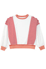 Load image into Gallery viewer, White Stripe Colorblock Patchwork Contrast Stitching Oversize Sweatshirt
