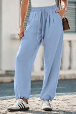 Load image into Gallery viewer, Myosotis Drawstring Elastic Waistband Pleated Loose Pants
