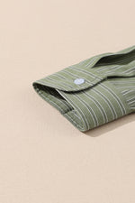 Load image into Gallery viewer, Green Stripe Button Up Oversized Casual Shirt - Fashion Queen -  14
