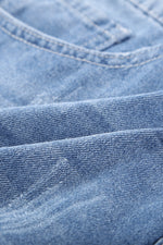 Load image into Gallery viewer, Distressed Ripped Rolled Hem Sky Blue Denim Shorts
