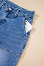 Load image into Gallery viewer, Sky Blue Cropped High Rise Wide Leg Jeans
