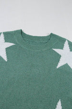 Load image into Gallery viewer, Gray Star Pattern Drop Shoulder Sweater - Fashion Queen
