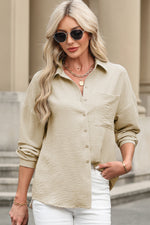Load image into Gallery viewer, Beige Pure Color Patch Pocket Shirt - Fashion Queen -  6
