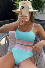 Load image into Gallery viewer, Black Striped Patchwork Spaghetti Strap High Waist Bikini Swimsuit - Fashion Queen -  28
