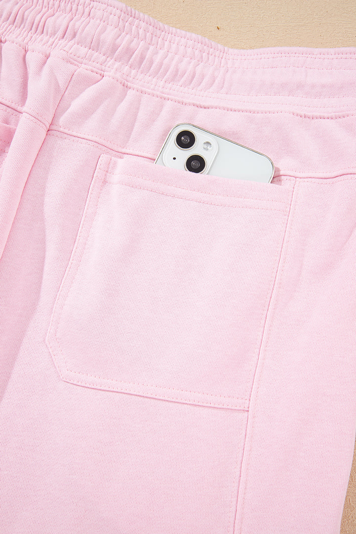 Lilac Drawstring Waist Patchwork Solid Color Jogger Pants