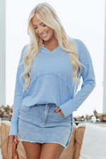 Load image into Gallery viewer, Myosotis Notched Neck Terry Raw Hem Long Sleeve Top
