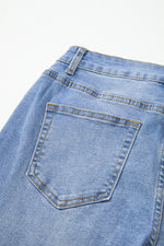 Load image into Gallery viewer, Dusk Blue Raw Hem Unique Cuffs Straight High Rise Loose Jeans
