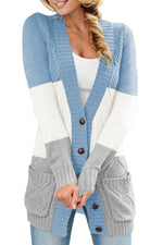 Load image into Gallery viewer, Gray Front Pocket and Buttons Closure Cardigan
