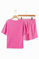Load image into Gallery viewer, White Casual Textured Tee and Drawstring Shorts Set - Fashion Queen
