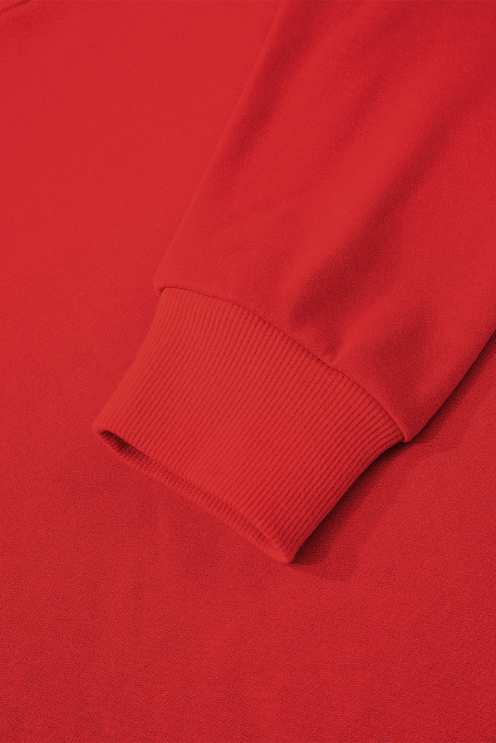 Fiery Red Varsity Striped Detail Drop Shoulder Oversized Sweatshirt - Fashion Queen -  6