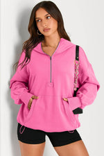 Load image into Gallery viewer, Light Grey Solid Kangaroo Pocket Half Zipper Oversized Hoodie - Fashion Queen
