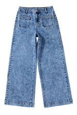 Load image into Gallery viewer, Blue Chic Patch Pocket Straight Leg Loose Jeans
