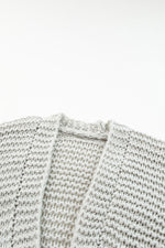 Load image into Gallery viewer, White Chunky Oversize Knit Drop Shoulder Puff Sleeve Cardigan
