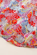 Load image into Gallery viewer, Fiery Red White Floral Print V Neck Long Puff Sleeve Top - Fashion Queen -  7
