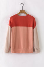 Load image into Gallery viewer, Multicolor Color Block Long Sleeve Ribbed Loose Top
