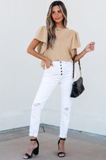Load image into Gallery viewer, Sleet Solid Color Textured Flutter Sleeve Top
