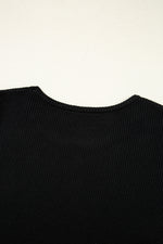 Load image into Gallery viewer, Black Ribbed Knit Cold Shoulder Sweater - Fashion Queen -  8

