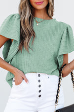 Load image into Gallery viewer, Sleet Solid Color Textured Flutter Sleeve Top
