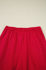 Load image into Gallery viewer, Fiery Red Varsity Striped Detail Crewneck Pullover Elastic Sweatpants 2pcs Outfit
