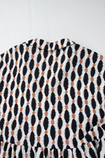 Load image into Gallery viewer, Apricot Geometric Print Collared V Neck Plus Size Mini Dress
