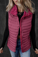 Load image into Gallery viewer, Silvery Plush Collared Quilted Zipped Puffer Vest - Fashion Queen
