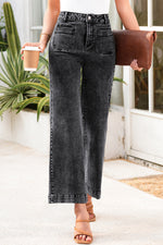 Load image into Gallery viewer, Blue Chic Patch Pocket Straight Leg Loose Jeans
