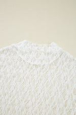 Load image into Gallery viewer, White Sheer Lace Bell Sleeve Mock Neck Blouse - Fashion Queen -  10
