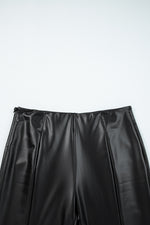 Load image into Gallery viewer, Black Faux Leather Seamed Leg High Waist Leggings
