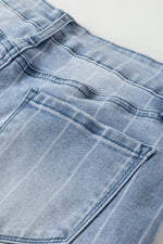 Load image into Gallery viewer, Beau Blue Multi Buttons Pinstripe Wide Leg Jeans
