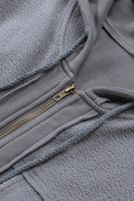 Load image into Gallery viewer, Black Flap Pocket Drawstring Hood Zip Up Jacket
