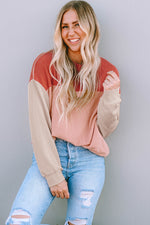 Load image into Gallery viewer, Multicolor Color Block Long Sleeve Ribbed Loose Top
