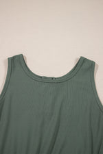 Load image into Gallery viewer, Vineyard Green Buttoned Drawstring Waist Sleeveless Wide Leg Jumpsuit
