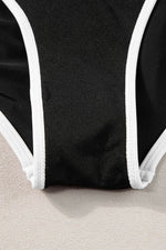 Load image into Gallery viewer, Blue Contrast Trim Crisscross Back High Waisted Bikini - Fashion Queen
