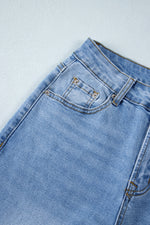 Load image into Gallery viewer, Dusk Blue Raw Hem Straight Leg Loose High Waist Jeans
