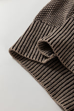 Load image into Gallery viewer, Dark Brown Contrast Cable Knit Sleeve Casual Sweater
