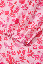 Load image into Gallery viewer, Pink Floral Puff Sleeve Split Neck Lightweight Blouse - Fashion Queen -  8

