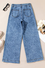 Load image into Gallery viewer, Blue Chic Patch Pocket Straight Leg Loose Jeans
