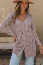 Load image into Gallery viewer, Purple Hollow-out Openwork Knit Cardigan - Fashion Queen -  3
