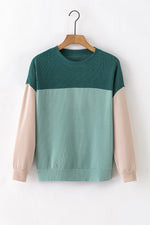 Load image into Gallery viewer, Multicolor Color Block Long Sleeve Ribbed Loose Top - Fashion Queen -  11
