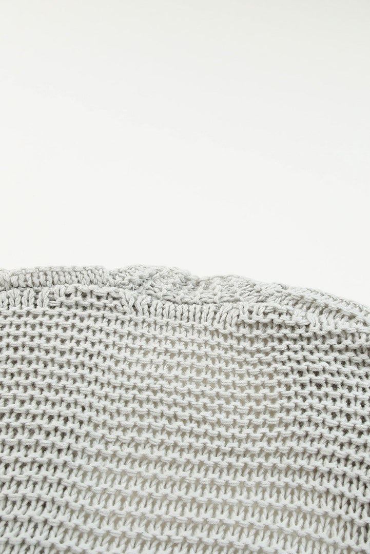 White Chunky Oversize Knit Drop Shoulder Puff Sleeve Cardigan