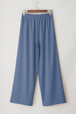 Load image into Gallery viewer, Sail Blue High Waisted Tie Front Side Pocket Wide Leg Flowy Casual Pants
