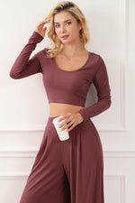Load image into Gallery viewer, Black Solid Color Ribbed Crop Top Long Pants Set - Fashion Queen
