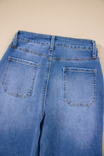 Load image into Gallery viewer, Sky Blue Cropped High Rise Wide Leg Jeans
