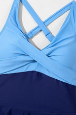 Load image into Gallery viewer, Rose Red Crisscross Straps Tie Back Flared One Piece Swimsuit - Fashion Queen

