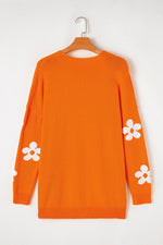 Load image into Gallery viewer, Black Floral Print Knitted Open Front Loose Cardigan - Fashion Queen
