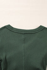 Load image into Gallery viewer, Blackish Green Waffle Knit Slim Fit Wrap V Neck Bodysuit
